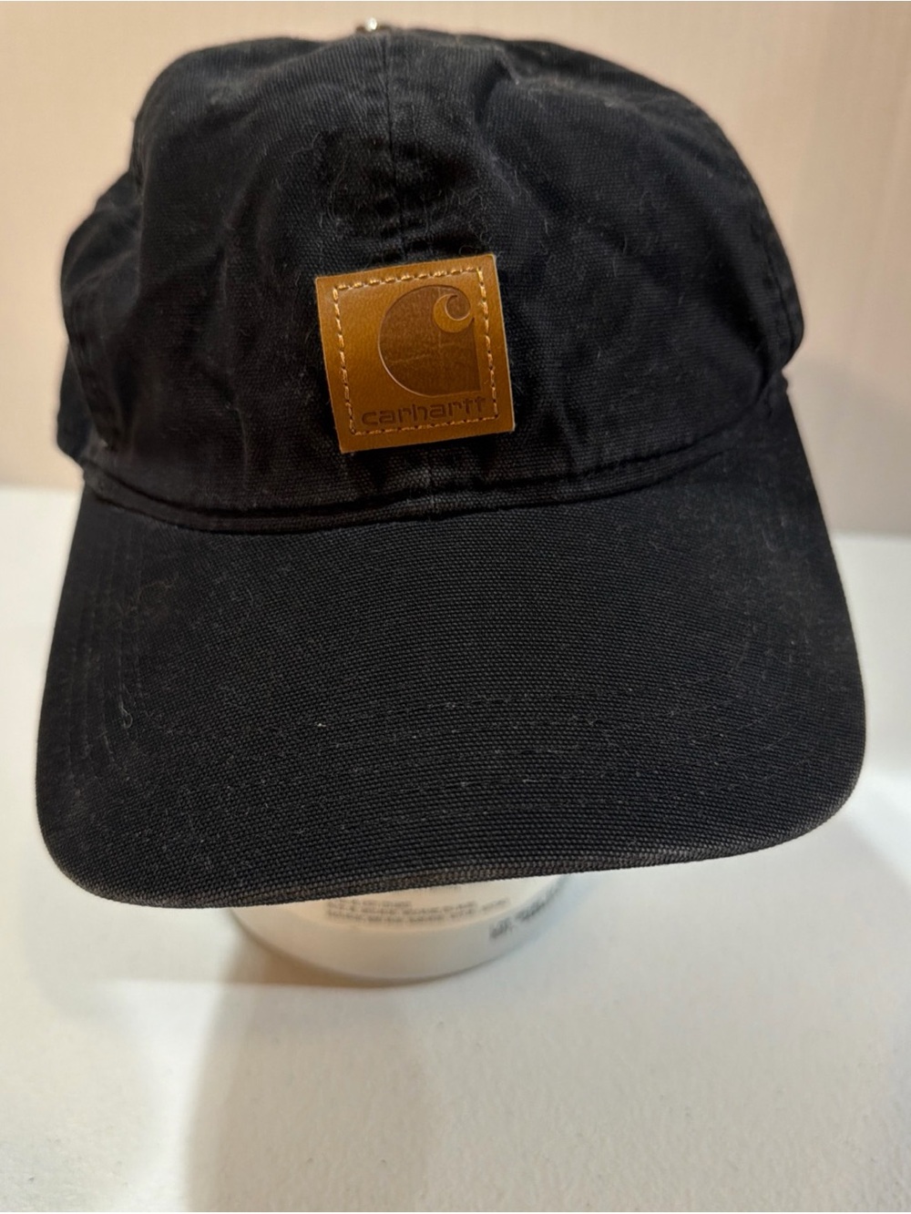 Carhartt Men’s Baseball Cap Cotton Canvas Adjustable Hook & Loop Hat Black Logo